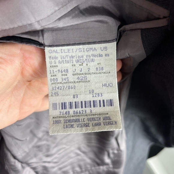 BOSS HUGO BOSS Saks Fifth Avenue Virgin Wool Men’s Blazer Suit Jacket Grey Lined - Picture 8 of 12